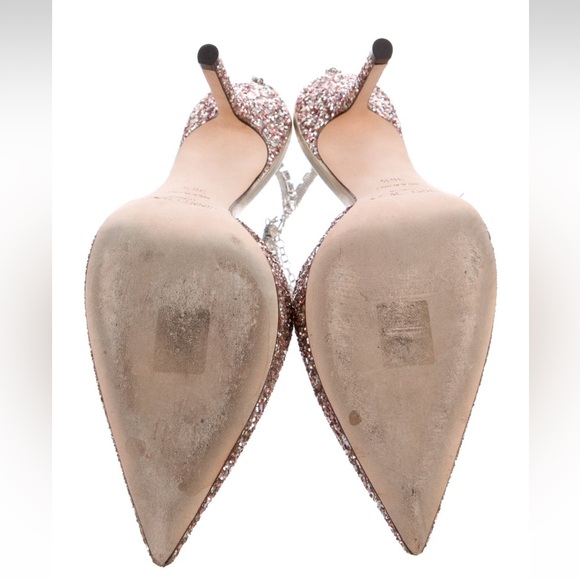 Jimmy Choo Saeda 100 Rose Glitter Pumps Crystal Embellishment 36.5 EU / 6.5 US - Picture 6 of 6